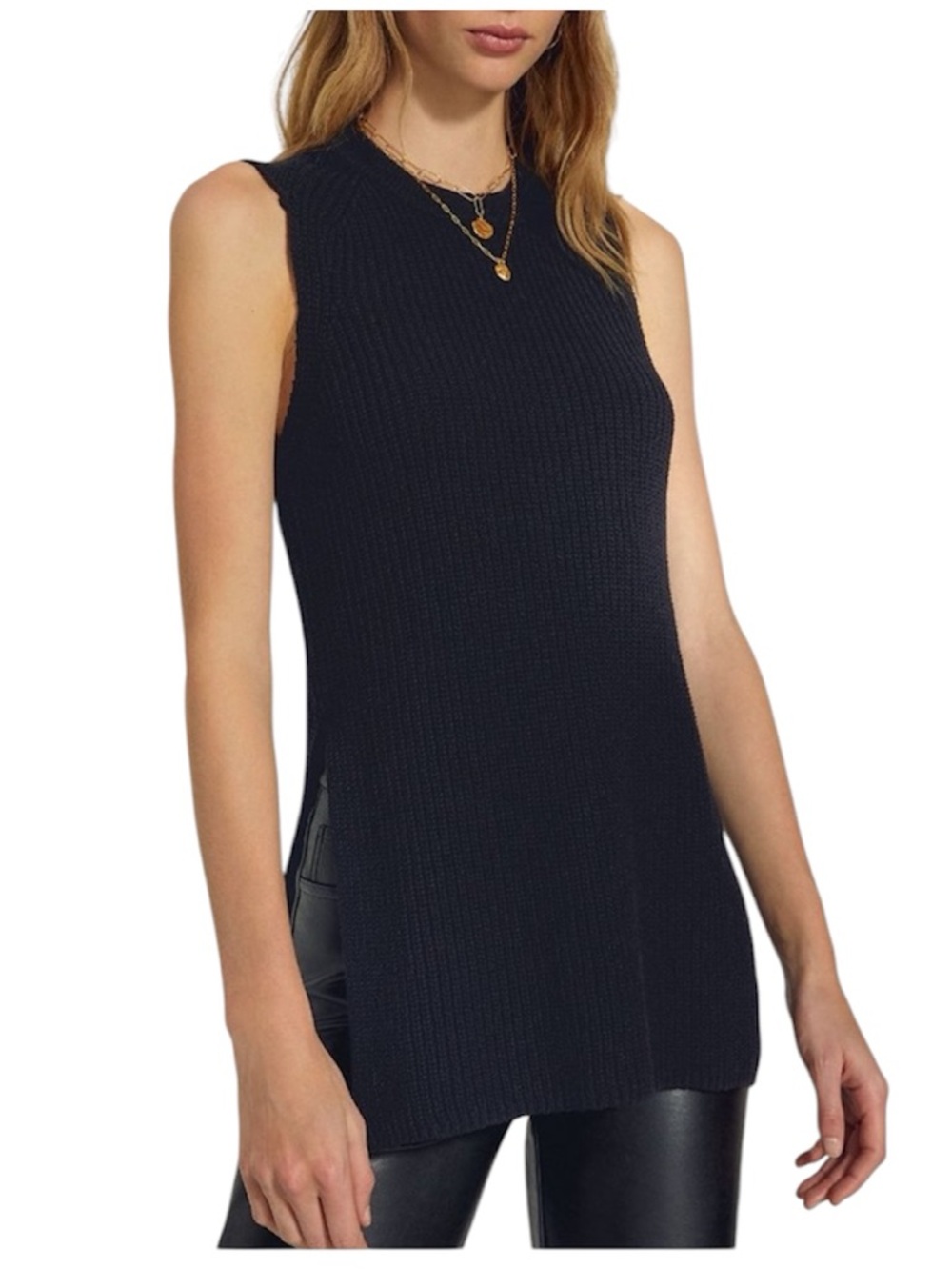 Wilfred Palmier Sleeveless Sweater Tunic Womens Size Medium Aritzia Black
